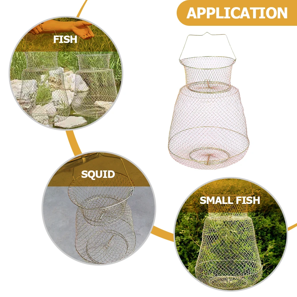 

1pc Premium Metal Fishing Cage Fish Guard Basket Strong Corrosion Resistant Odorless Easy Clean Portable For Fish Crab Shrimp