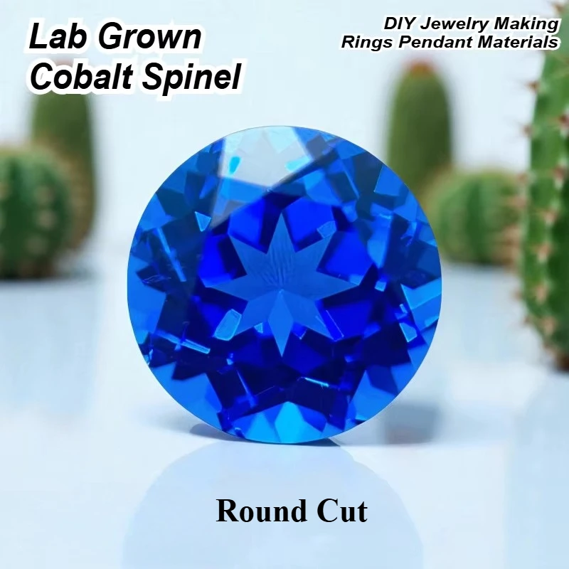 Hochwertiger, im Labor gezüchteter Cobalt-Spinell-Edelstein in runder Form für die Herstellung von Schmuck, Ringe und Anhängern – Materialien zur Auswahl, Zertifikat erhältlich. – Detail 1