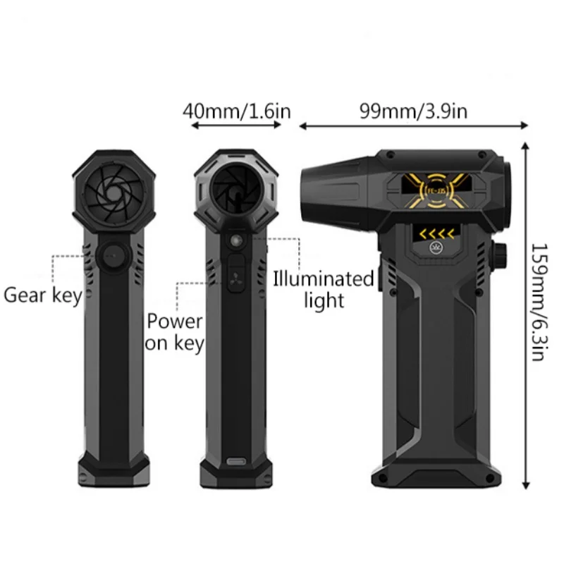 2024 Mini Turbo Jet Fan potente ventilatore ad aria 130000RPM motore Brushless ventilatore palmare 52 M/S velocità del vento Turbo Fan Dust Dryer