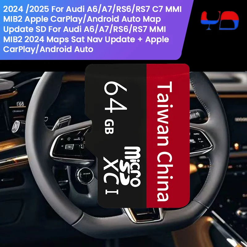 

FOR Audi A6/A7/RS6/RS7 C7 MMI MIB2 Apple CarPlay/Android Auto + 2024 Maps Update SD