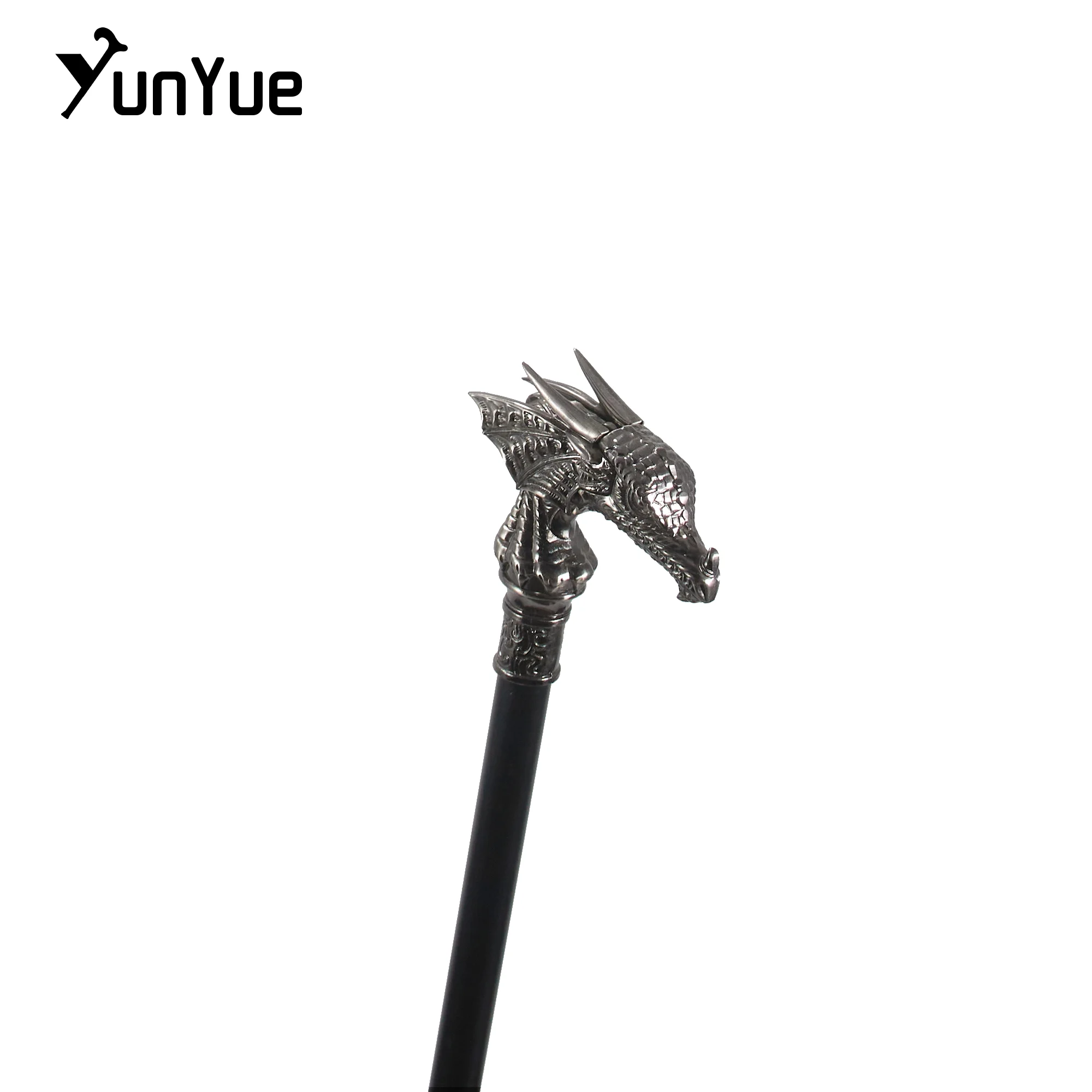 Bastoncini da passeggio eleganti con testa di drago argentata di lusso per uomo Bastone da passeggio decorativo alla moda Cos Canna staccabile per feste vintage