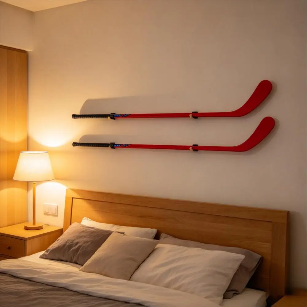 Hockey Stick Display 2pcs Acrylic Hockey Stick Wall Mount Rack Space-saving Display Holder Stable Sports Equipment Storage