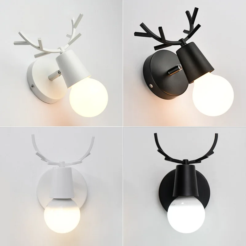 

Deer Antler Wall Light Nordic Modern Adjustable Wall Sconces Colorful Cartoon Animal Lamp Mounted Children Room Lamp Lighting