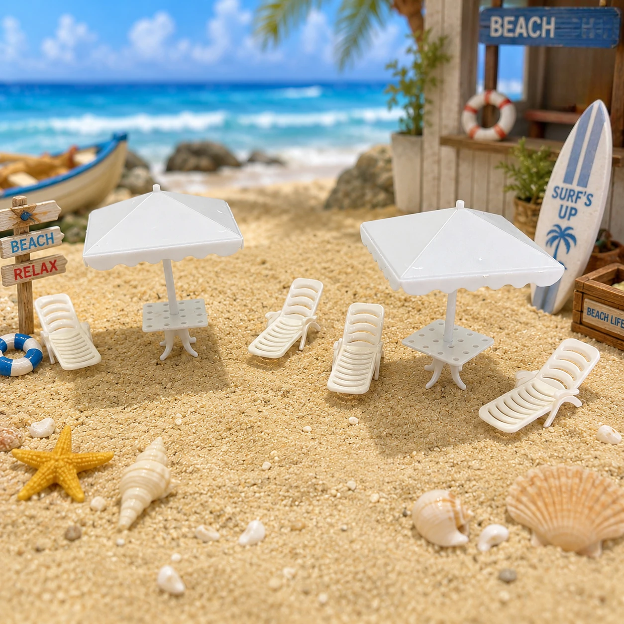 Outdoor Furniture Umbrella - مجموعة من 6 قطع كراسي استرخاء