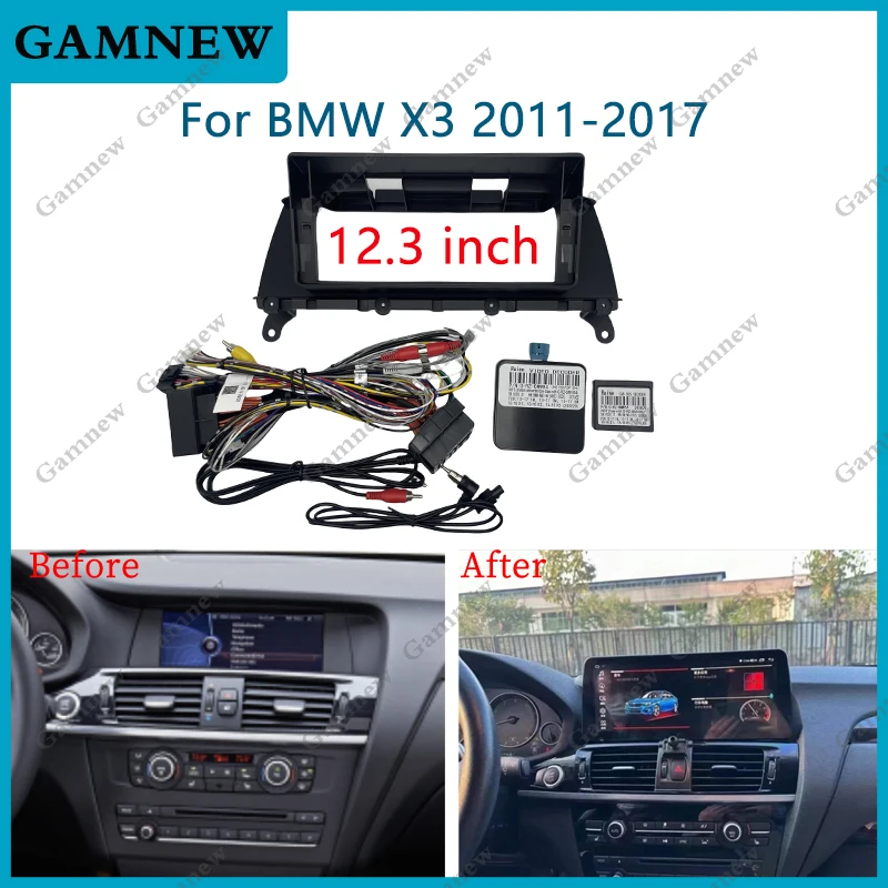 12.3 Inch Car Frame Fascia Adapter Canbus Box Decoder Android Radio Dash Fitting Panel Kit For BMW X3 X4 F25 F26 2011-2017