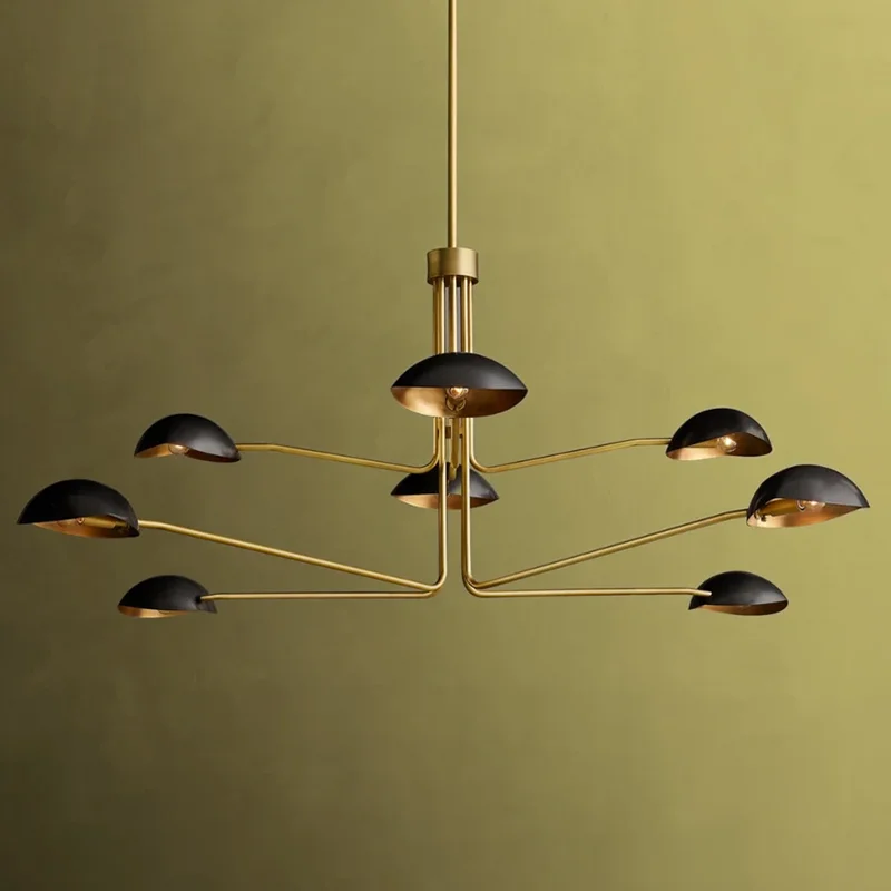 Mid century chandelier industrial metal lamp shade black and gold light Designer sputnik light dining room foyer light fixtures