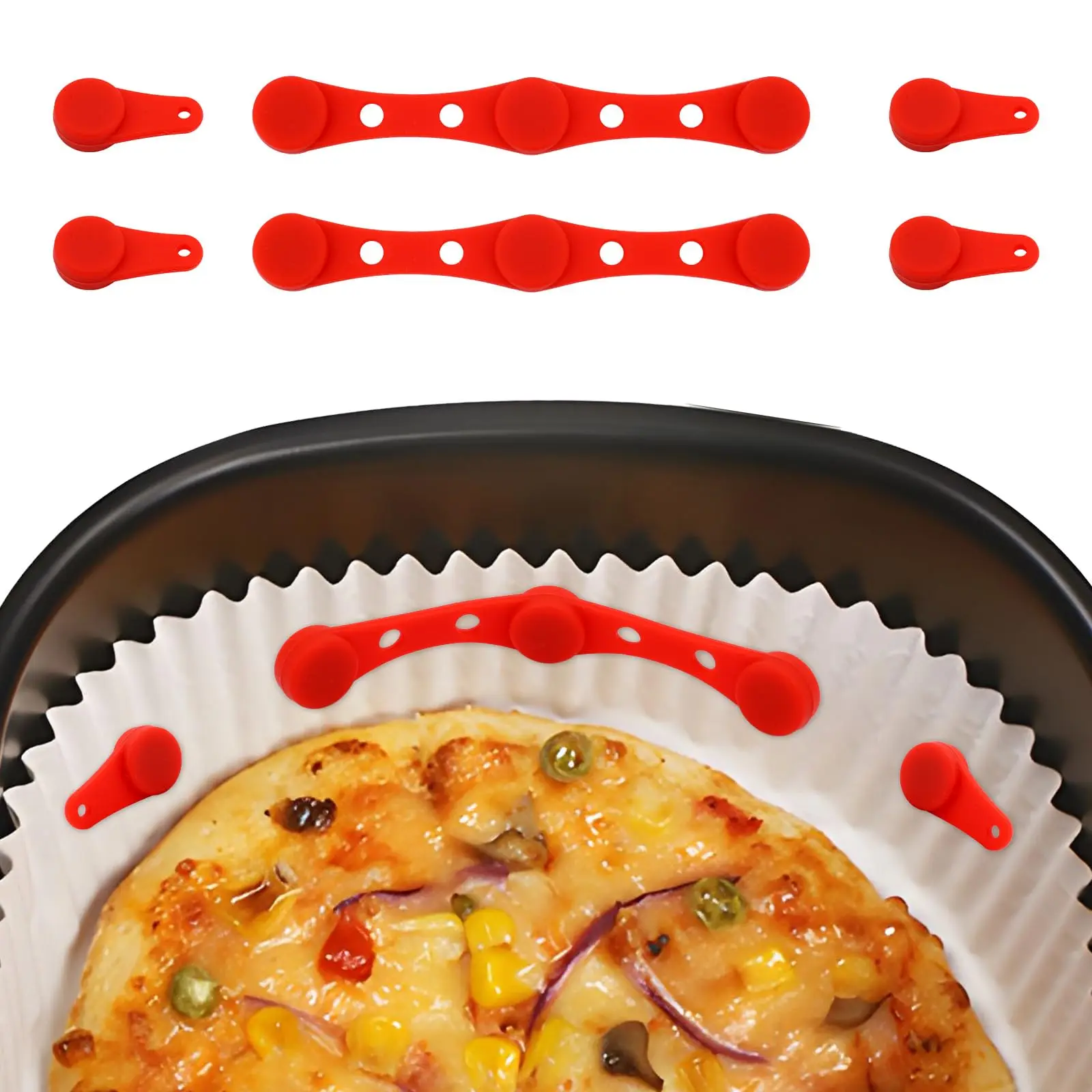 Aimant de friteuse à Air réutilisable, boucle en Silicone, Clip magnétique en Silicone, maintien de la friteuse à Air, accessoire de verrouillage en papier parchemin