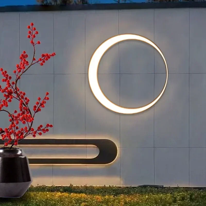 Modern Outdoor Waterproof Moon Wall Lamp Villa Entrance Terrace Garden Courtyard Bedroom Art LED Light Home Decoration Lighting