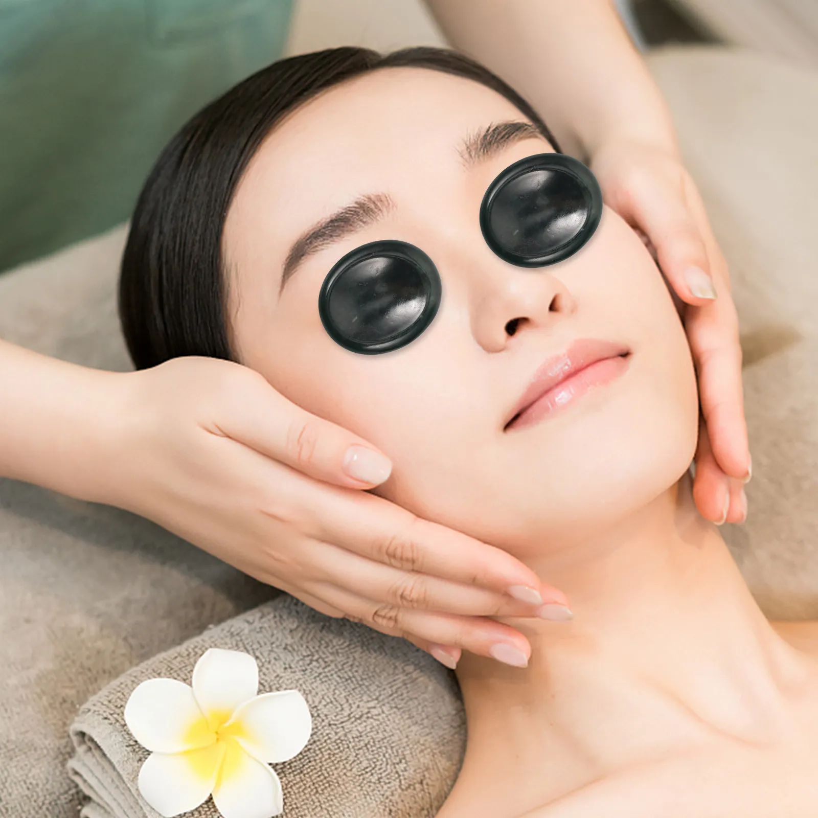

1Pair Natural Stone Cold Massage Stones Eye Facial Roller Set Refreshing Cooling Sensation Reduces Puffiness Soothes Eye Fatigue