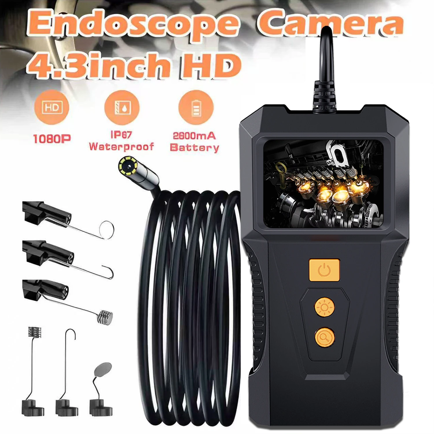 

8mm 1080P Automotive Piping Sewer Drain Inspection Camera Endoscopic Endoscope Camera With Screen For Cars Industrial Waterproof