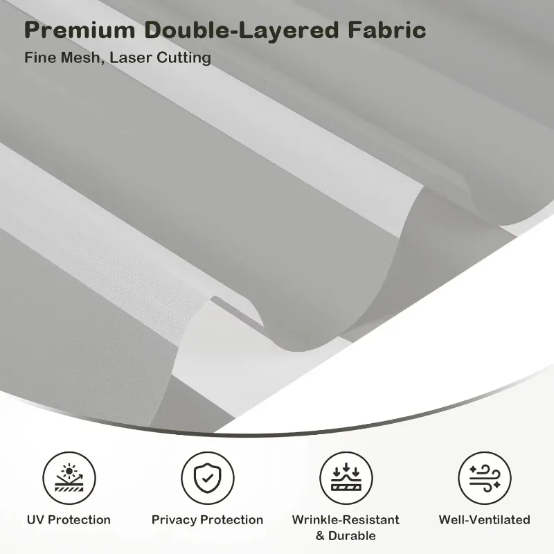 Full Blackout Zebra Blinds, Manual Cordless Spring Control, Light Blocking Window Shades for Bedroom Interior Windows