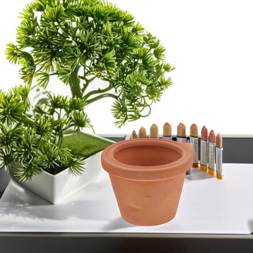 3Pcs Mini Clay Succulent Pots Ceramic Tiny Planters for Cactus Herbs Desk Decor Office Home Living Room Table Centerpiece