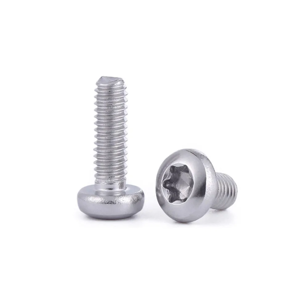 10-100pcs M3 M4 M5 M6 M8 GB2672 A2 304 Stainless Steel Six-Lobe Torx Pan Round Head Screw Bolt Length=3-50mm