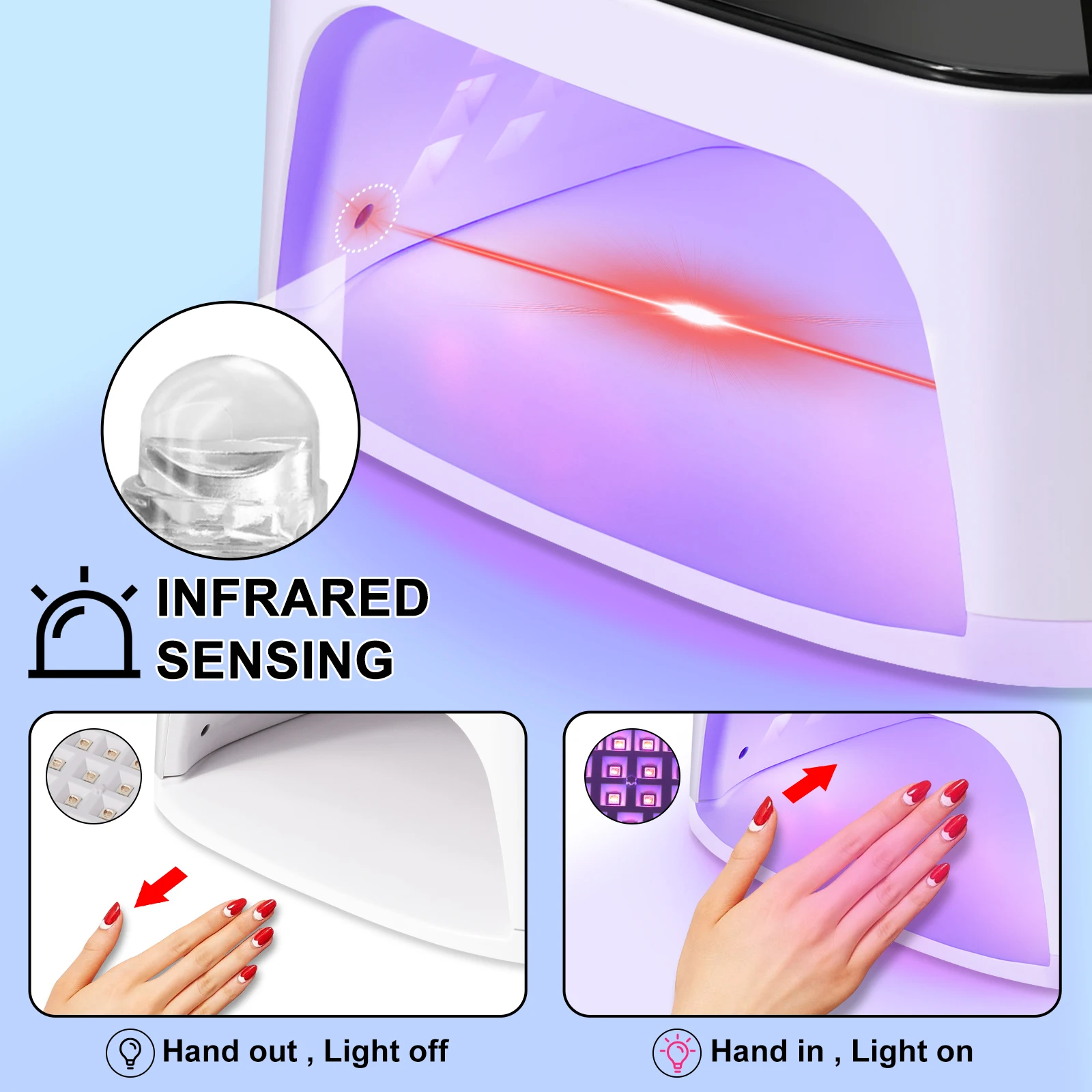 Professional 45 LED Nail Dryer Gel Nail Polish Curing UV Light with Timer Automatic Sensor Nail Lamp For Nail Salon Tools