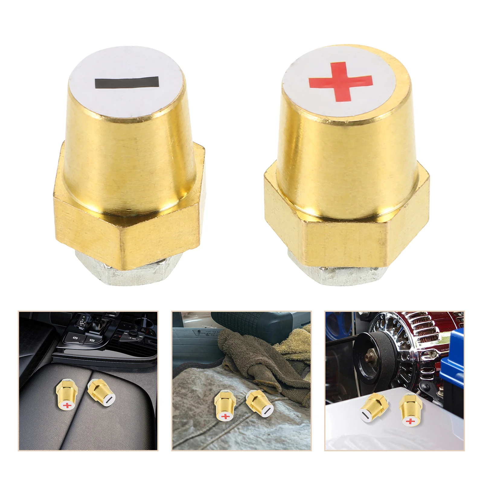 

1Pair Terminal Connectors Brass Copper Male Threaded Posts for Car Charging Positive Negative Cable Terminals