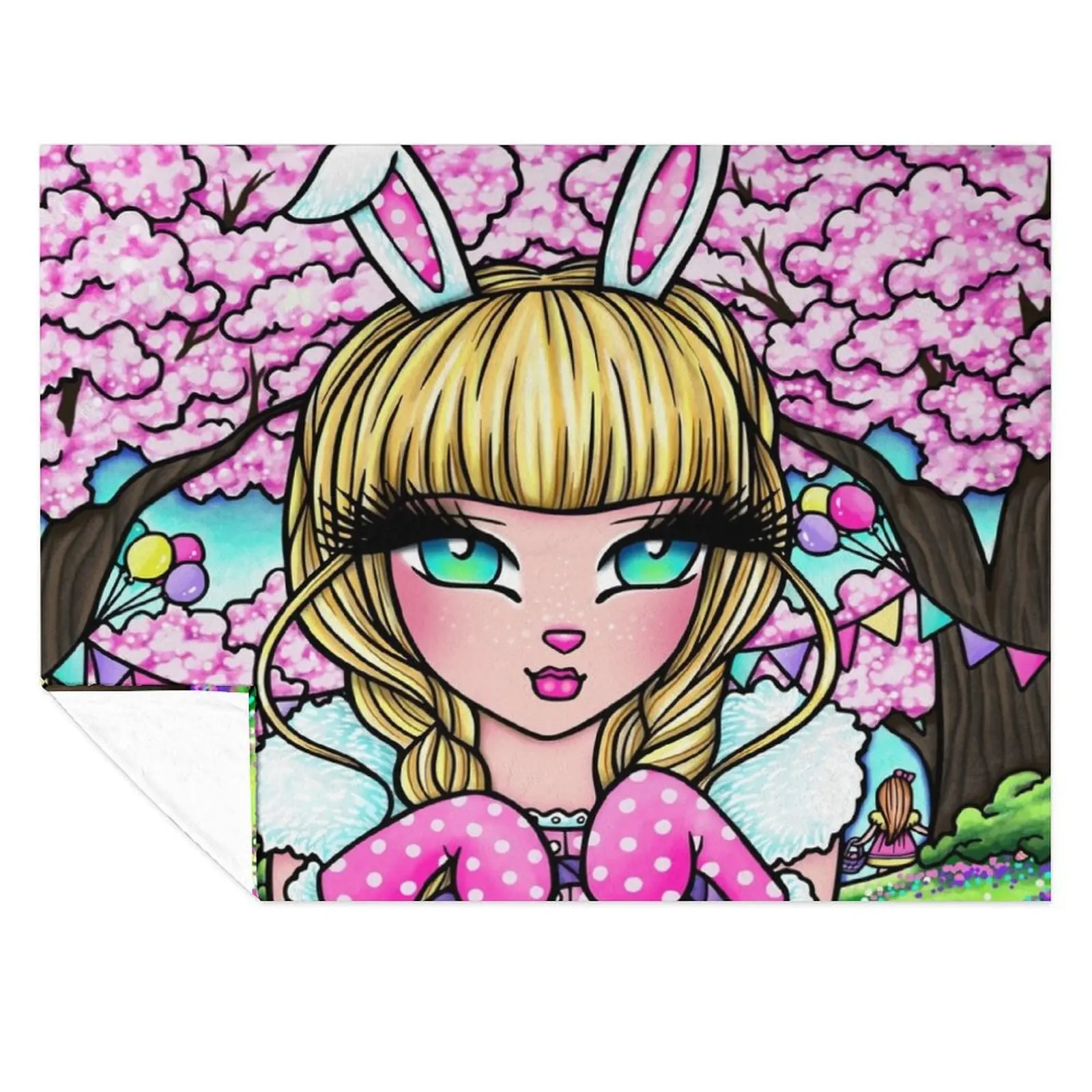

Cute Blonde Easter Bunny Girl Egg Hunting Fantasy Art Throw Blanket Nap warm winter Cute Blankets