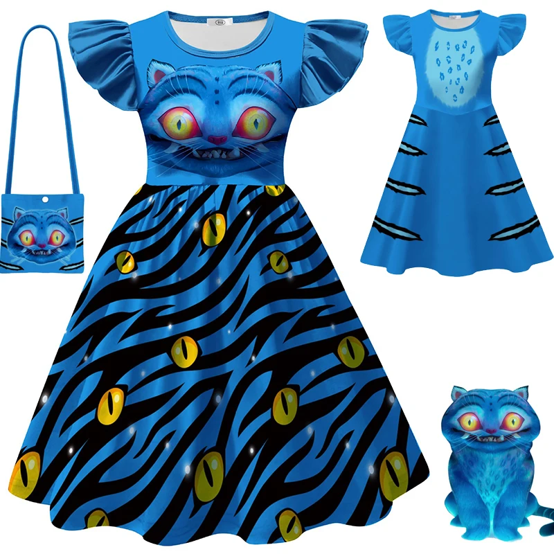 

Kids KPOP Demon Hunter Tiger Cosplay Dress Zoey Mira Rumi Cartoon Print Flying Sleeves Princess Dresses Girls Costume