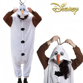 Disney Dondurulmuş Olaf Kardan Adam Cosplay Kostüm Anime yetişkin pijamaları Beyaz Tulum Parti Elbise Polar Karikatür Pijama Festivali Hediye