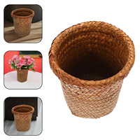 Seagrass Woven Basket Small Garbage Can Rustic Storage Bin Living Room Desktop Sundry Organizer Trash Basket Woven Trash Can