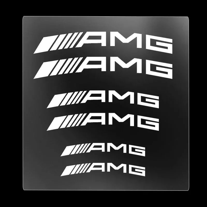 6PCS AMG car sticker brake caliper sticker window glass decoration is suitable for Mercedes-Benz AMG A C E R M Class CLA GLAW204