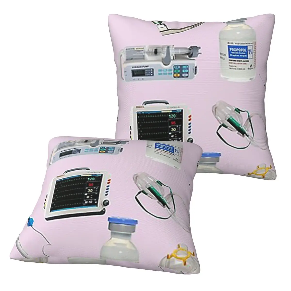 Tools Of The Trade PALE PINK Anesthesia Anaesthesia 2 pcs Square Pillowcase Pillow Cover Cushion Decor Comfort Throw Pillow Home