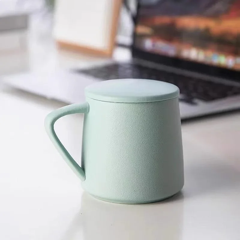 Ceramic Coffee Mug Set With Lid And Spoon Creative Water Cup For Breakfast Milk Cup Gift Home Office Porcelain Drinkware Box