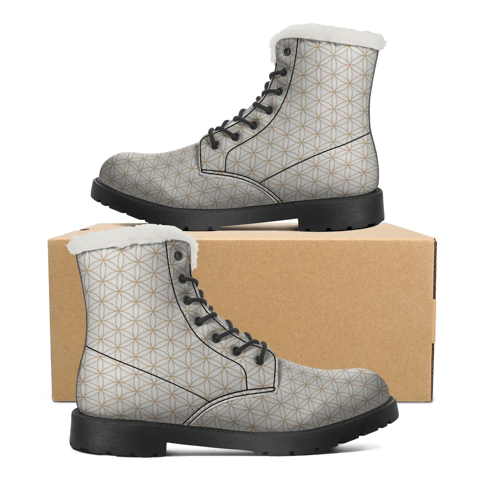 

Customized Women's winter boots brown high boots plus velvet warm silver boots, children's adult Winter boots