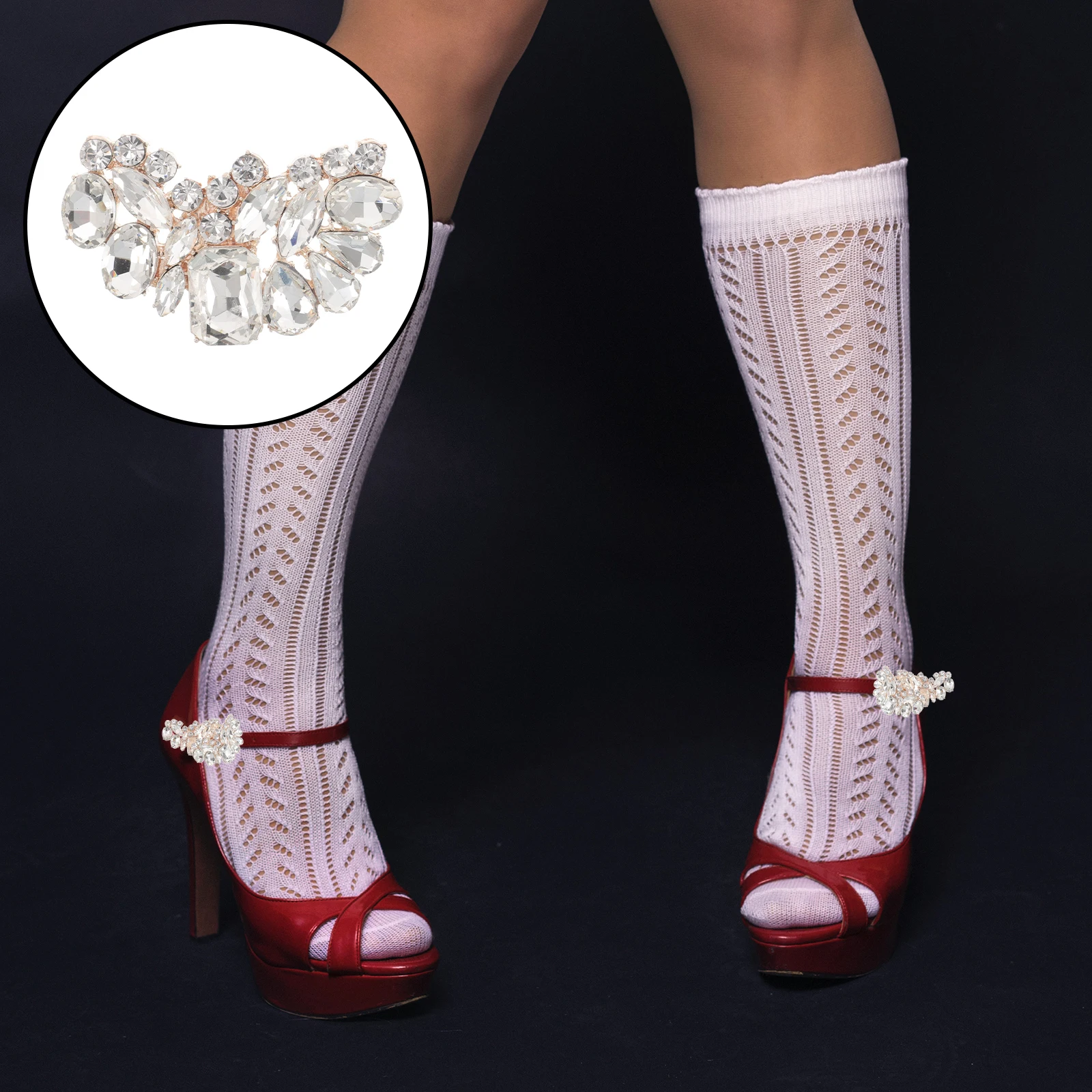 

2Pcs Detachable Flower Shoe Buckle Clips Elegant Rhinestone Shoe Charms Wedding Bridal Accessories Decorative Pins for Shoes