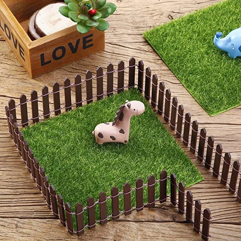 Mini Wood Fence Barrier Miniature Fairy Garden Accessories Figurines Ornament Dollhouse Showcase Terrarium Bonsai Lawn Decor