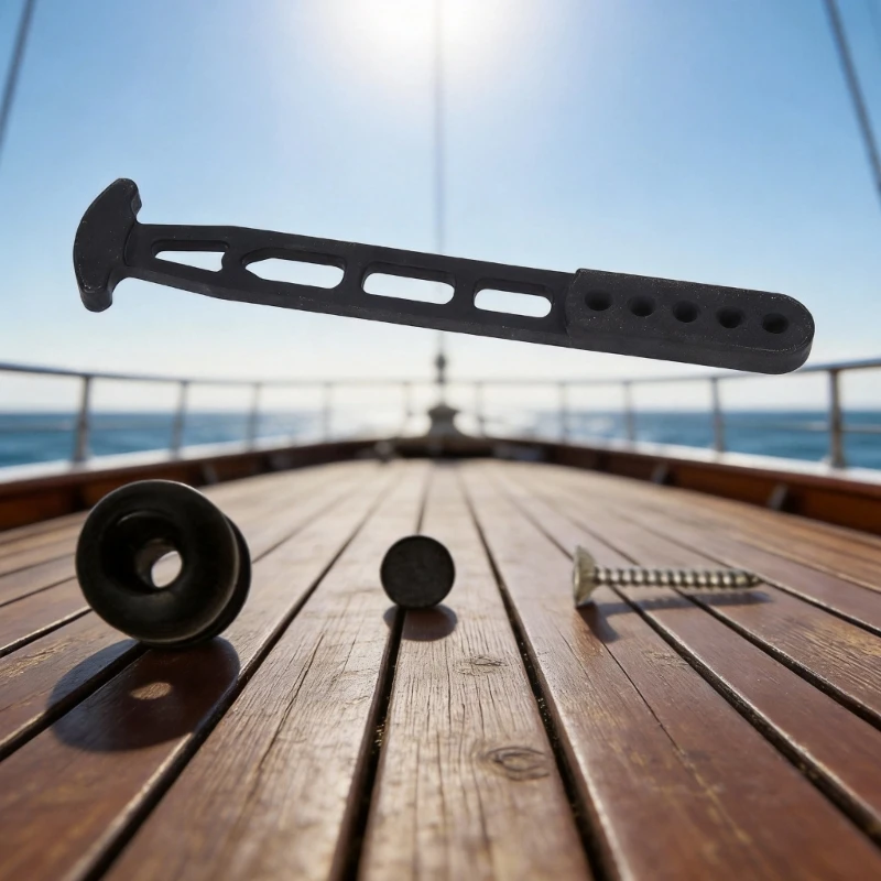 Rubber Ladder Retaining Strap for Marine Telescopic Ladder, Black 5 Hole Fastening Strap for Boat Ladder Storage and Repair X37F