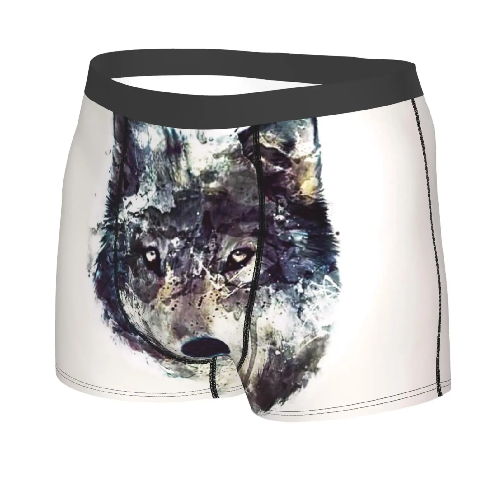 Ink Wolf Pattern Print Men's Underwear Healthy Soft Comfortable High-Quality Men's Briefs Stylish Trendy Casual Sports Panties