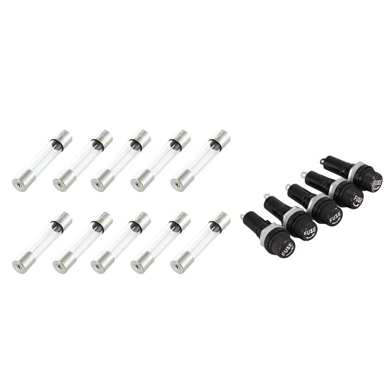 10 Pcs Fast Blow Type Glass Tube Fuses 6X30mm 250V 10A & 5 Pcs AC 125V 15A 6 X 30Mm Panel Mount Fuse Holder