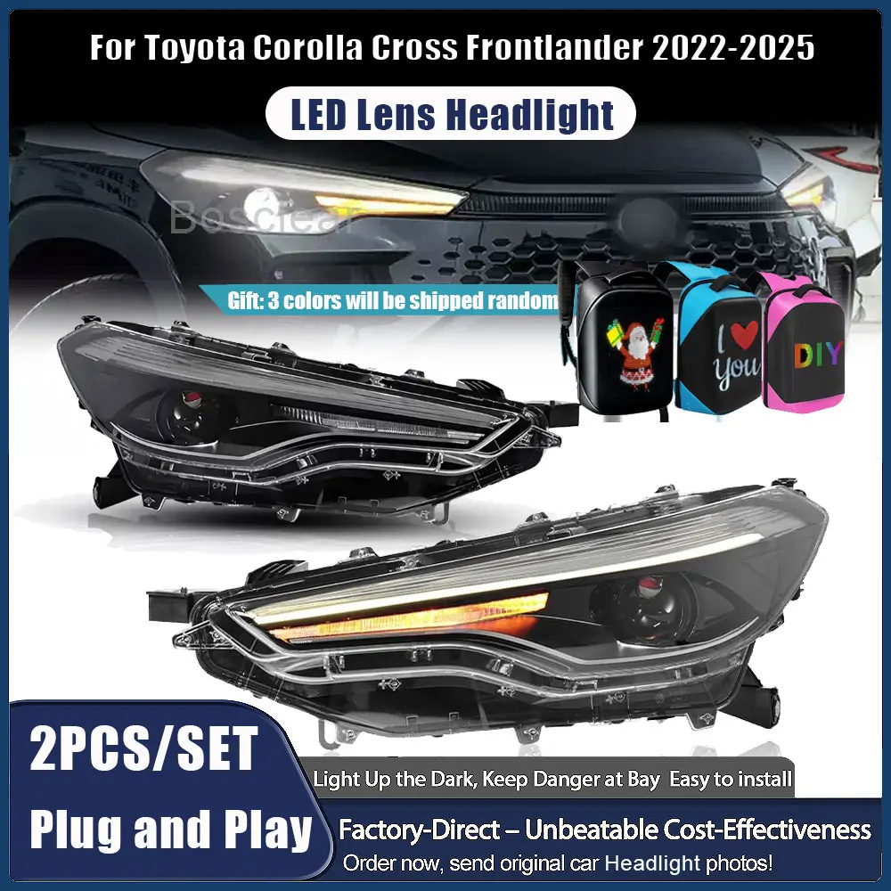 

2PCS Headlight AssemblyFor Toyota COROLLA CROSS Sharp Amplifier 2022-2025 Frontlander LED Projetor Headlamp DRL Auto Accessories