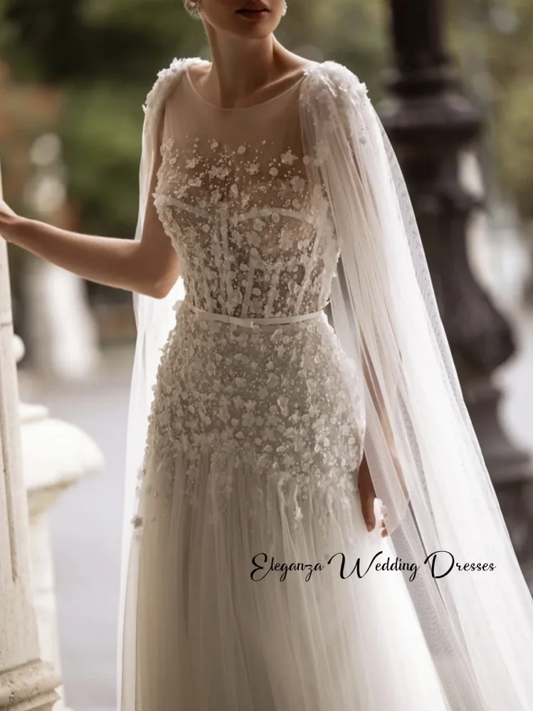 Abito da sposa classico personalizzato con applicazioni in pizzo Paillettes scintillanti Perle Abito da sposa A-line Abito da sposa lungo Abiti da sposa 2025