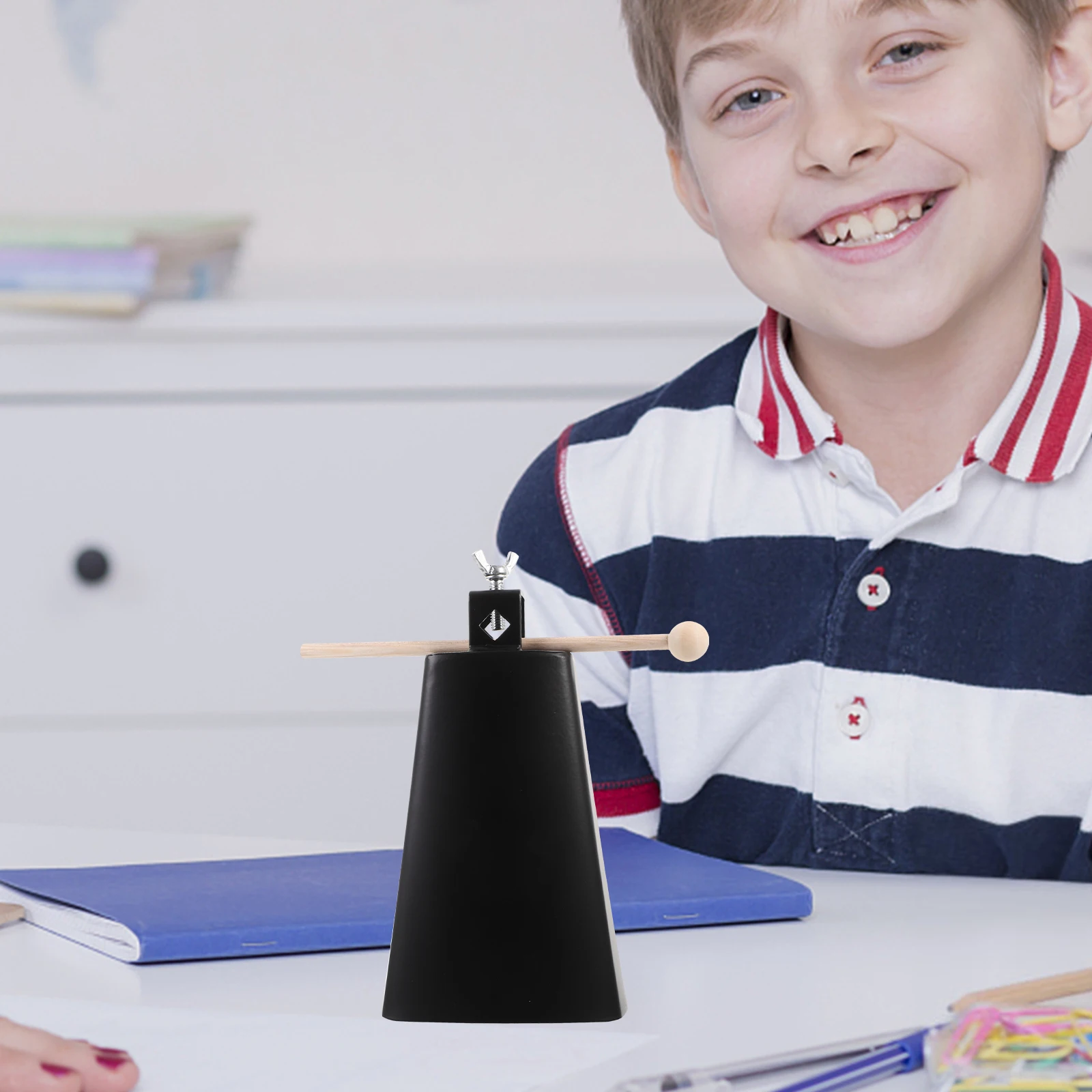 

Cowbell Teaching Aids Metal with Handle Stick Small Cowbells Iron Noise Maker Instrument
