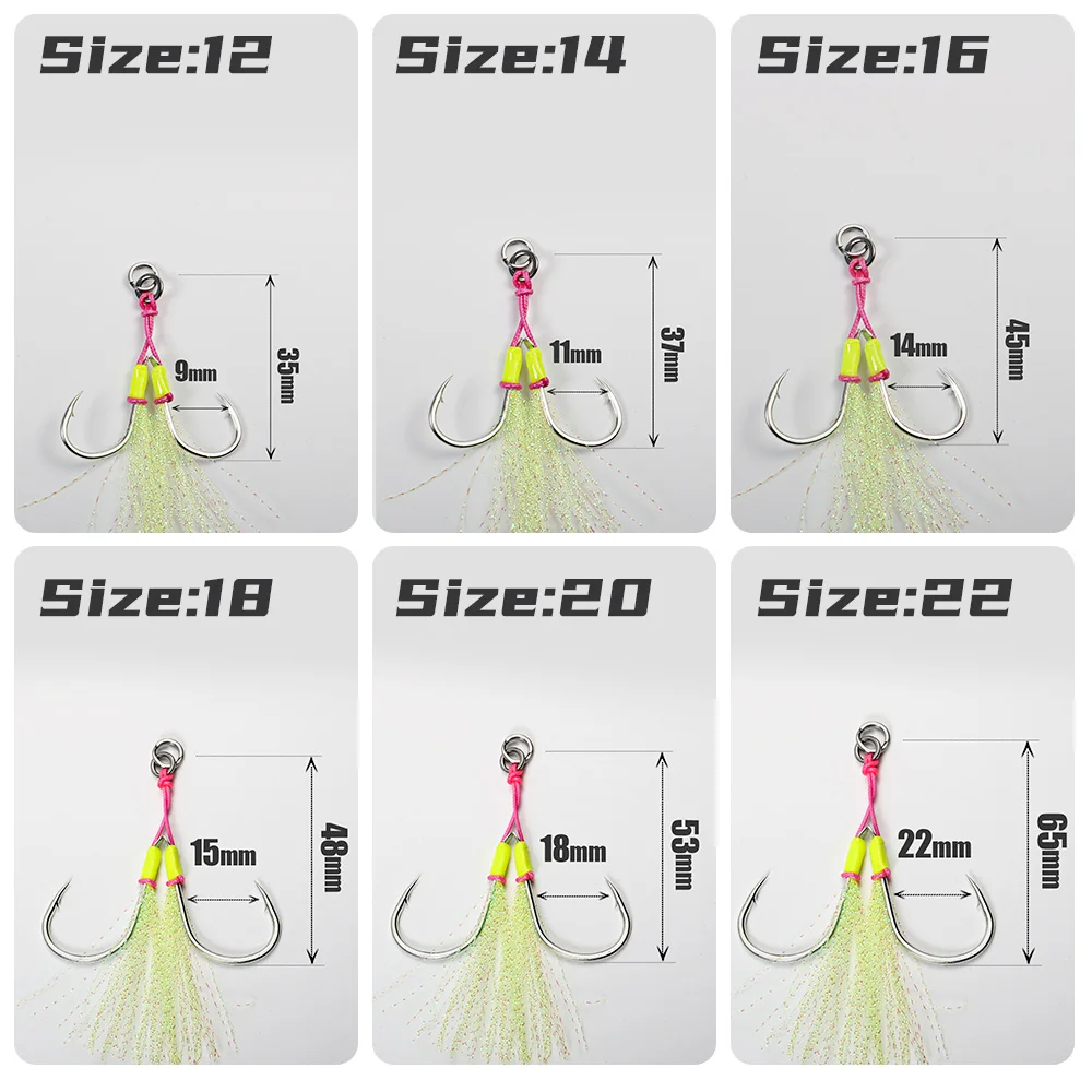 Anzuelos de asistencia doble púas con plumas gemelos para vinilo - imagen 5