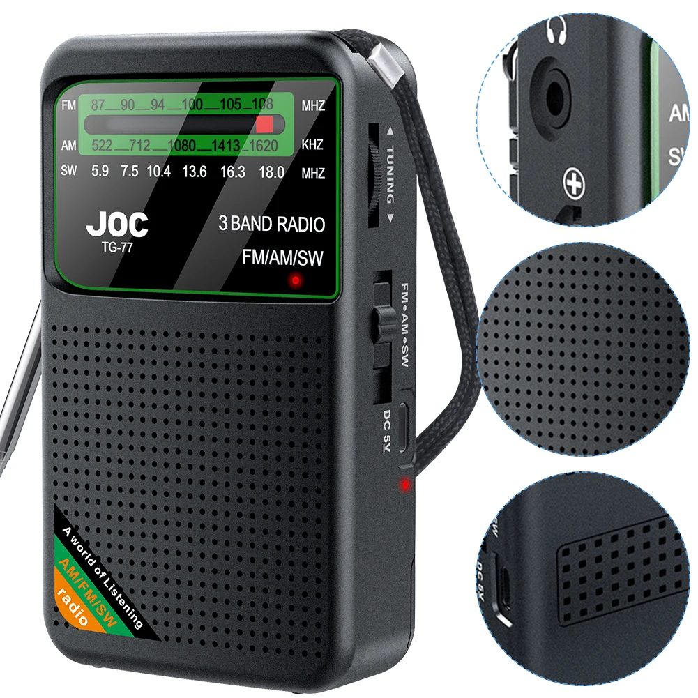 Radio Portabel TG66 TG77 Full Band FM AM SW Penerimaan Terbaik Radio Mini Isi Ulang Dengan Layar HD Speaker Musik