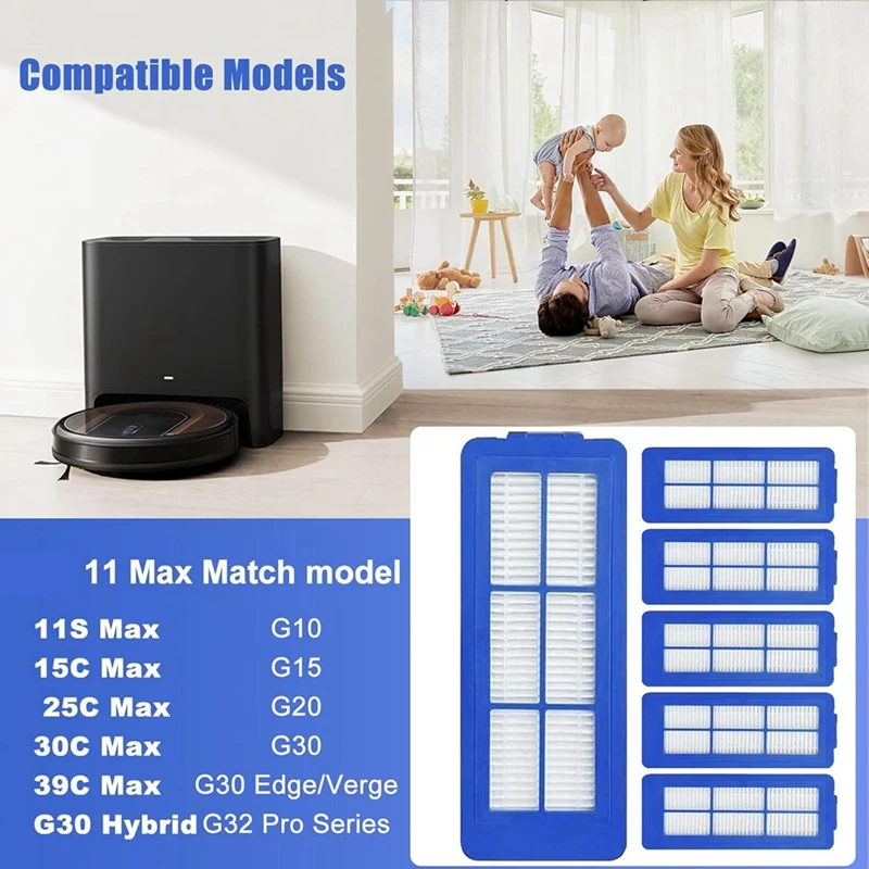 Filtri HEPA di ricambio per filtri di ricambio per aspirapolvere ibrido Eufy 11S Max 15C Max, 30C Max, 39C Max, G30 Edge, G30