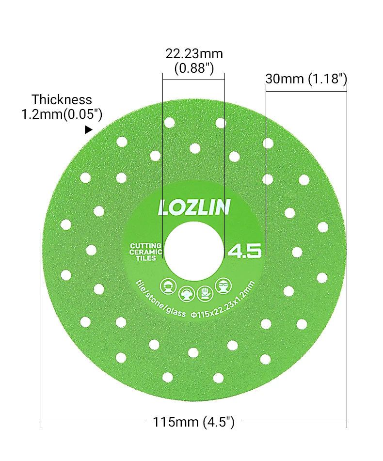 LOZLIN Poröses Steinplatten-Sägeblatt, Fliesen-Trimm- und Schleifdiamantguss, verwendet für Steinplatten, Marmorfliesen, Schneidscheibe – Detail 1