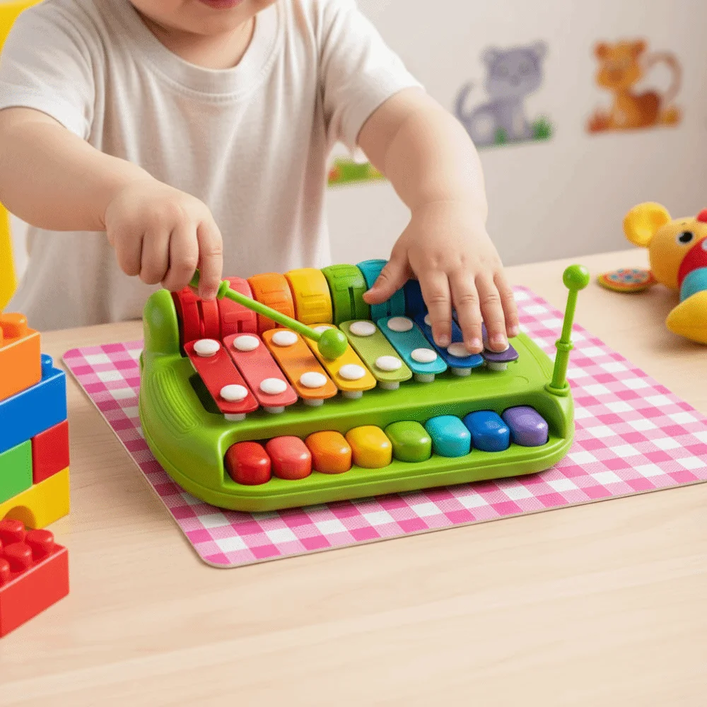 البلاستيك 8-ملاحظة تدق ألعاب البيانو التعليم المبكر قرع أداة الطفل الموسيقى الخليط عصا لعبة اليد تدق لعبة إكسيليفون
