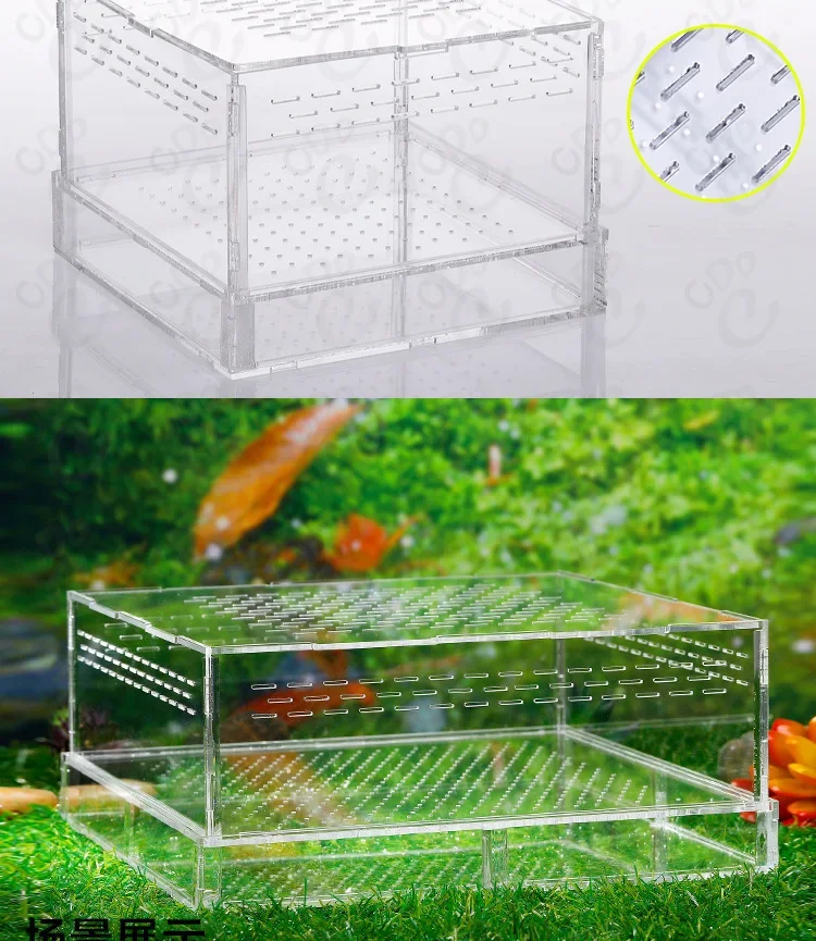

Acrylic Transparent Breeding Box Reptile Feeding Box Amphibians Anti Escape Cage Lizard Kennel Turtle Insect Feeding Habitat
