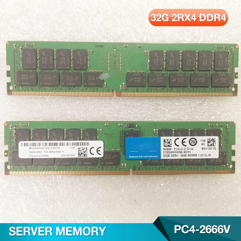 

1PCS 32G 2RX4 DDR4 PC4-2666V For Micron Server Memory REG ECC