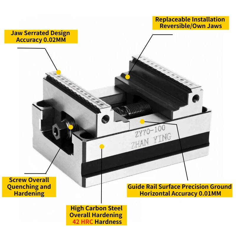 1pc CNC Self-Centering Vise ZY60-80 ZY70-100 Soft claws/Flat Nose for 4th/5th Axis Rotary Table | CNC Machining Center Fixture