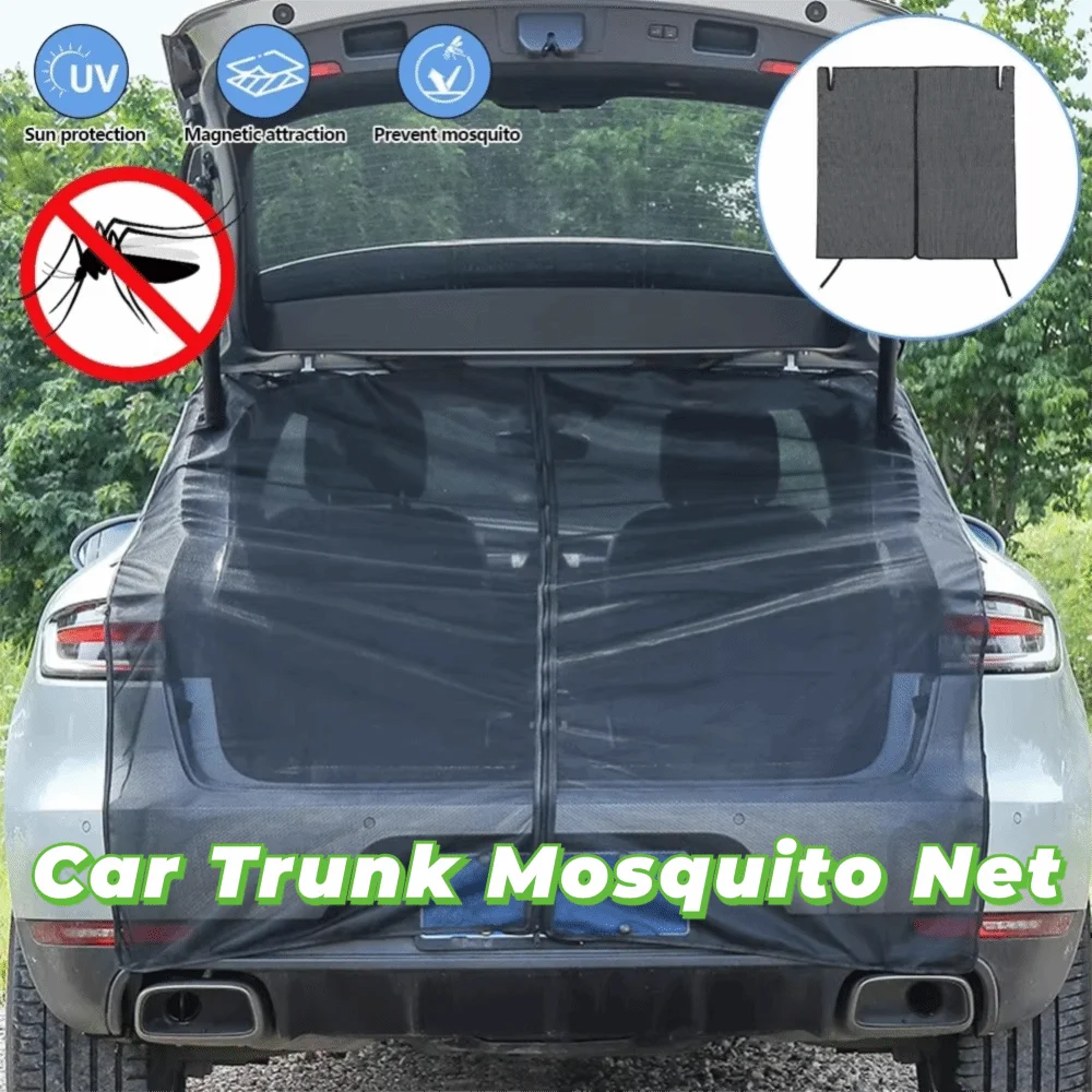 Ventilated Magnetic Car Trunk Mosquito Net Insect Proof Sunshade Car Tailgate Mesh Curtain Two-way Zipper Fine Mesh