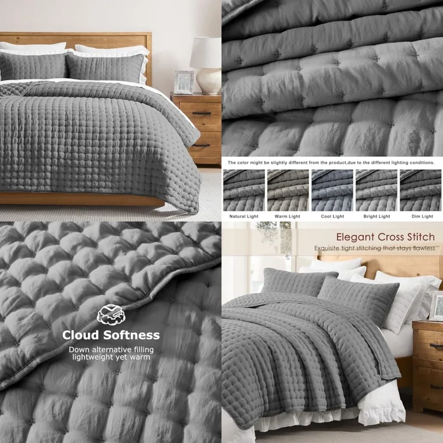 Size Quilt Bedding Sets with Pillow Shams, Deep Lightweight Bedspread Coverlet, Quilted Blanket Thin Comforter Bed Cover, All S