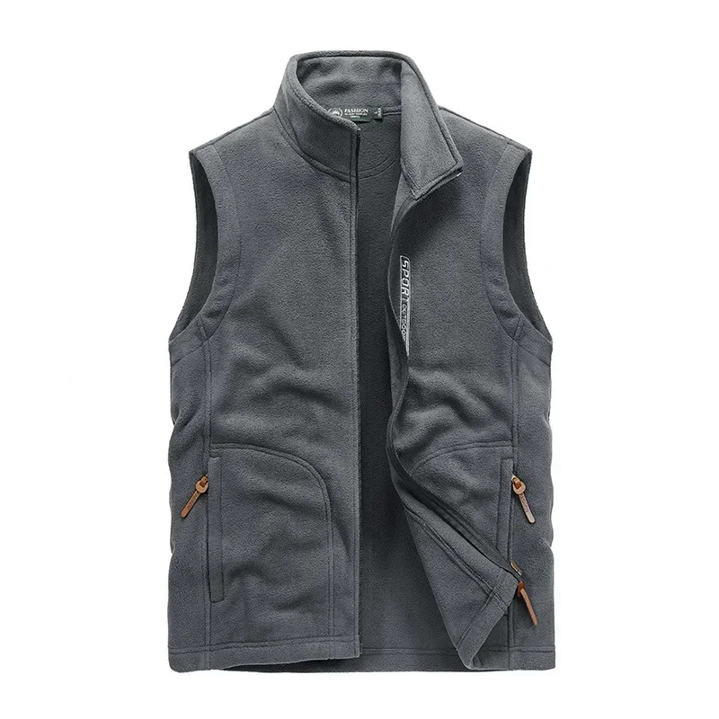 MAIDANGDI Men's Vest Spring and Autumn Fleece Sleeveless Shake Fleece Vest for Outdoor Sports Fleece jacket and shoulder