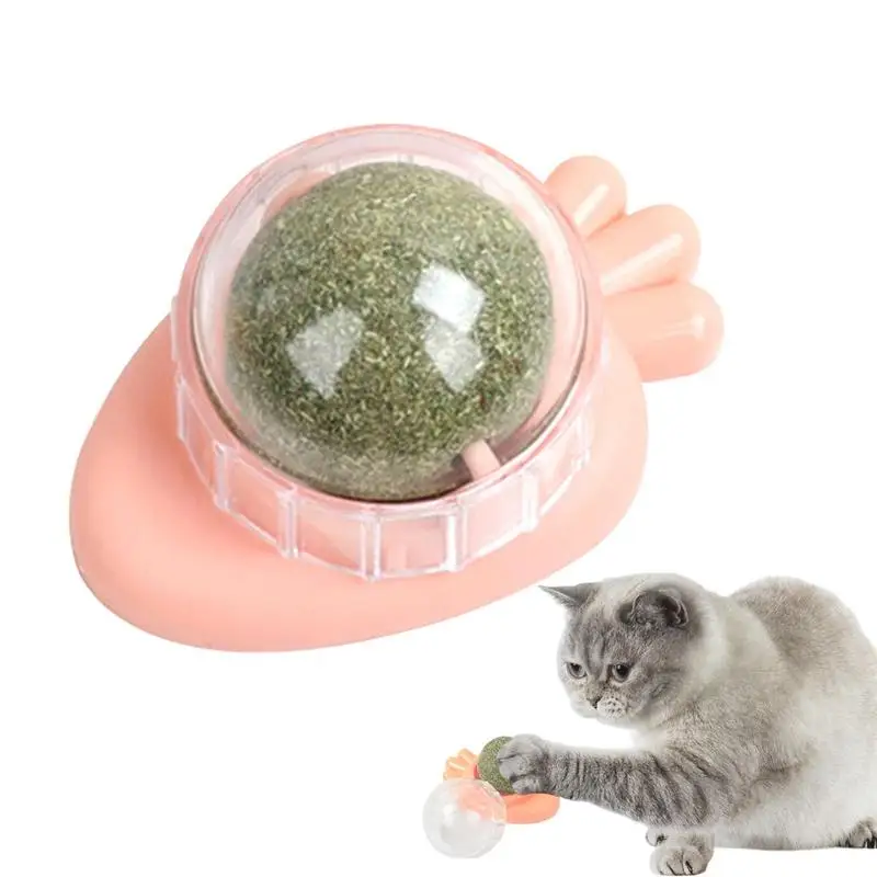 Bola adhesiva de pared para gatos, montaje en pared, bolas de menta para gatos, hierba gatera comestible para gatos, pelota para lamer, golosinas de pared para gatos, juguetes para masticar