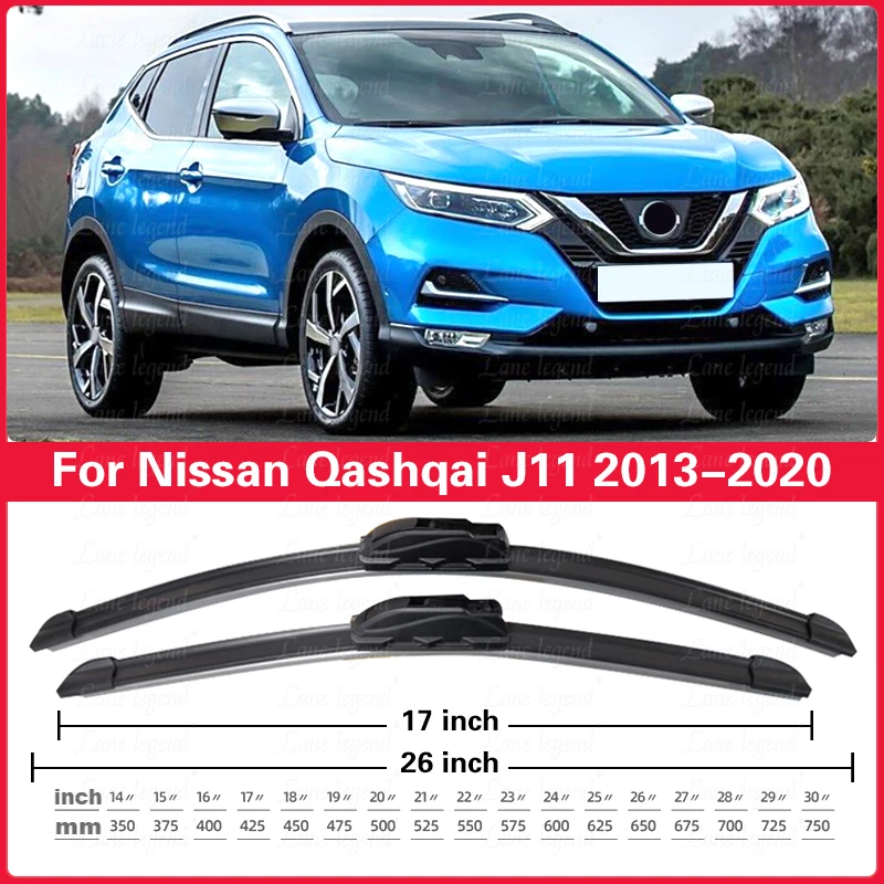 

For Nissan Qashqai J11 2013 2014 2015 2016 2017 2018 2019 2020 26"17"12" Front Rear Wiper Blades Window Brushes Car Accessories