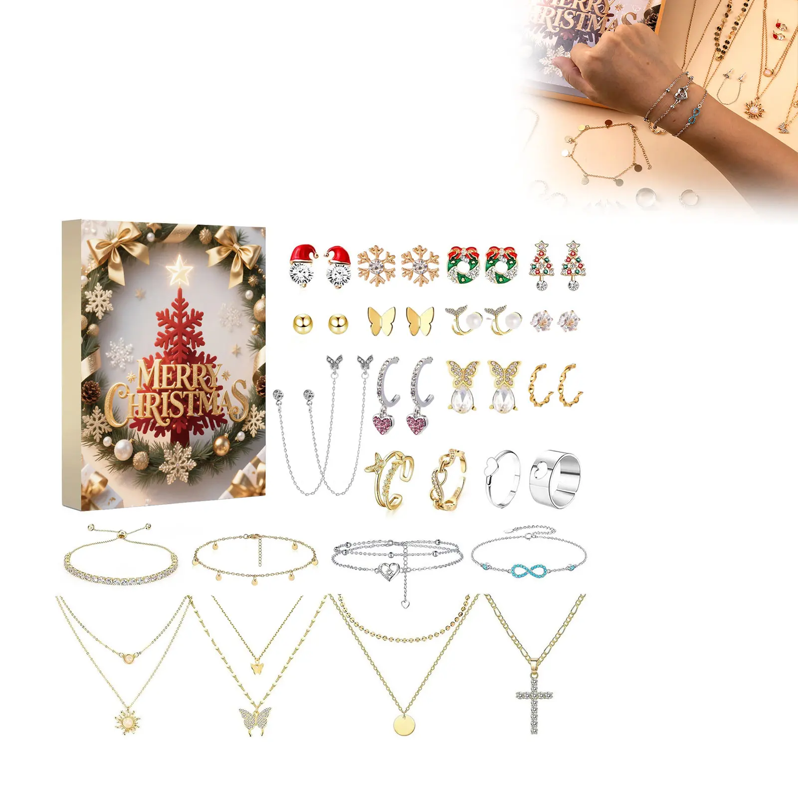 3 دقائق الموقت السائبة مجوهرات تقويم القدوم للنساء المراهقات أزياء أساور القلائد خواتم ساعة توقيت رقمية مع #2