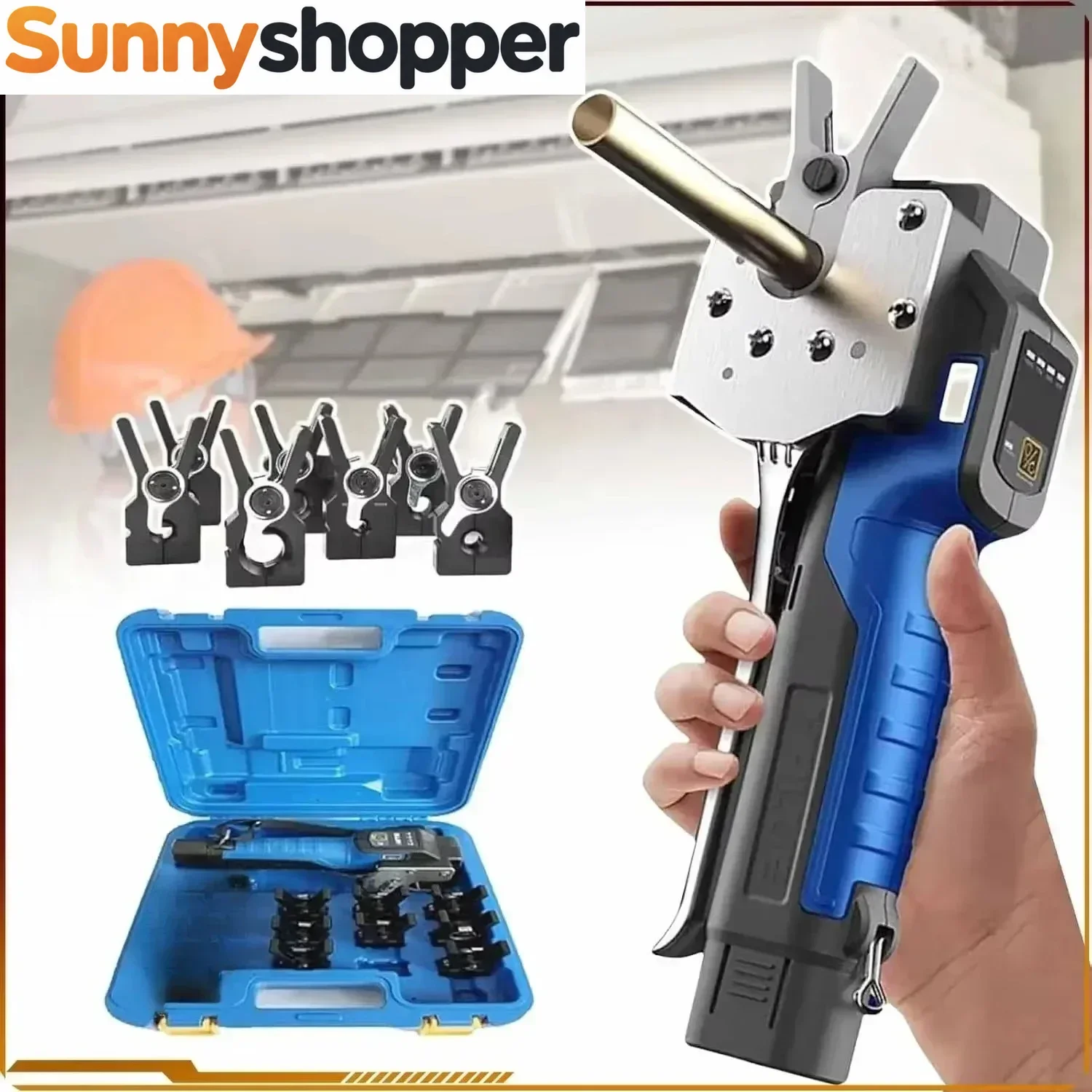 Cordless Pipe Tube Expander Tool 1/4”-3/4” Electric Flaring Tool Kit Lithium Battery for Soft Copper Aluminum Brass Pipe
